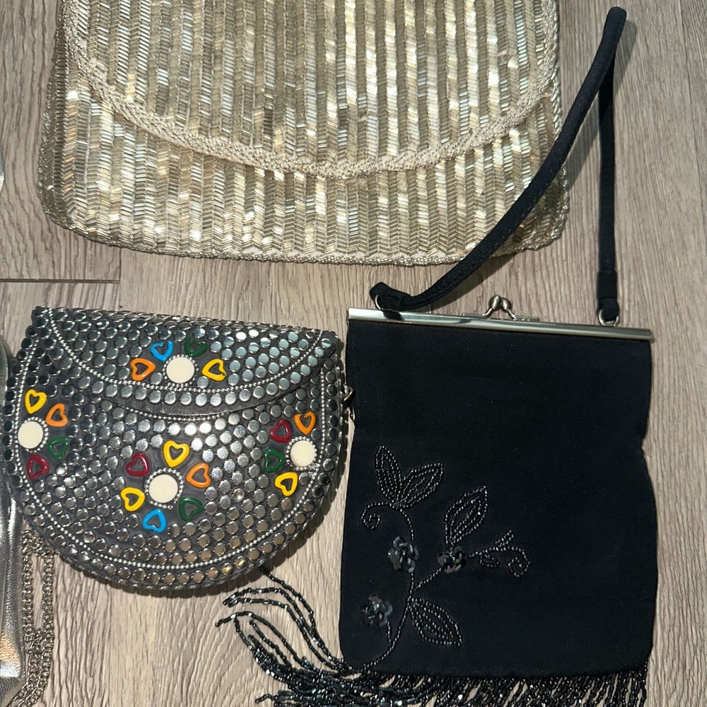 Vtg Lot 15 La Regale More Beaded Sequin Mesh Leather Evening Clutch Bag Purses - Picture 4 of 15